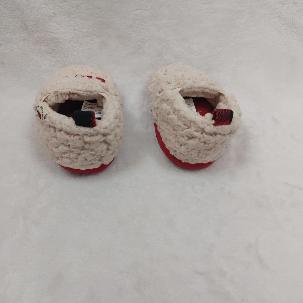 DEARFOAMS INFANT BABY BEAR RED SHERPA FAMILY HOLIDAY CHRISTMAS SLIPPERS SIZE 6-9